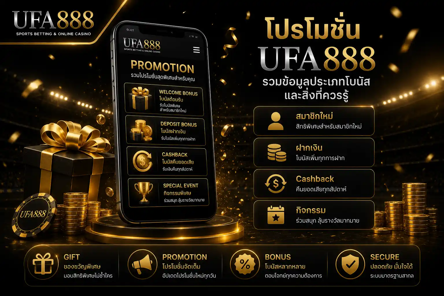 โปรโมชั่น UFA888 รวมข้อมูลประเภทโบนัสและสิ่งที่ควรรู้ก่อนเลือกอ่านรายละเอียด
