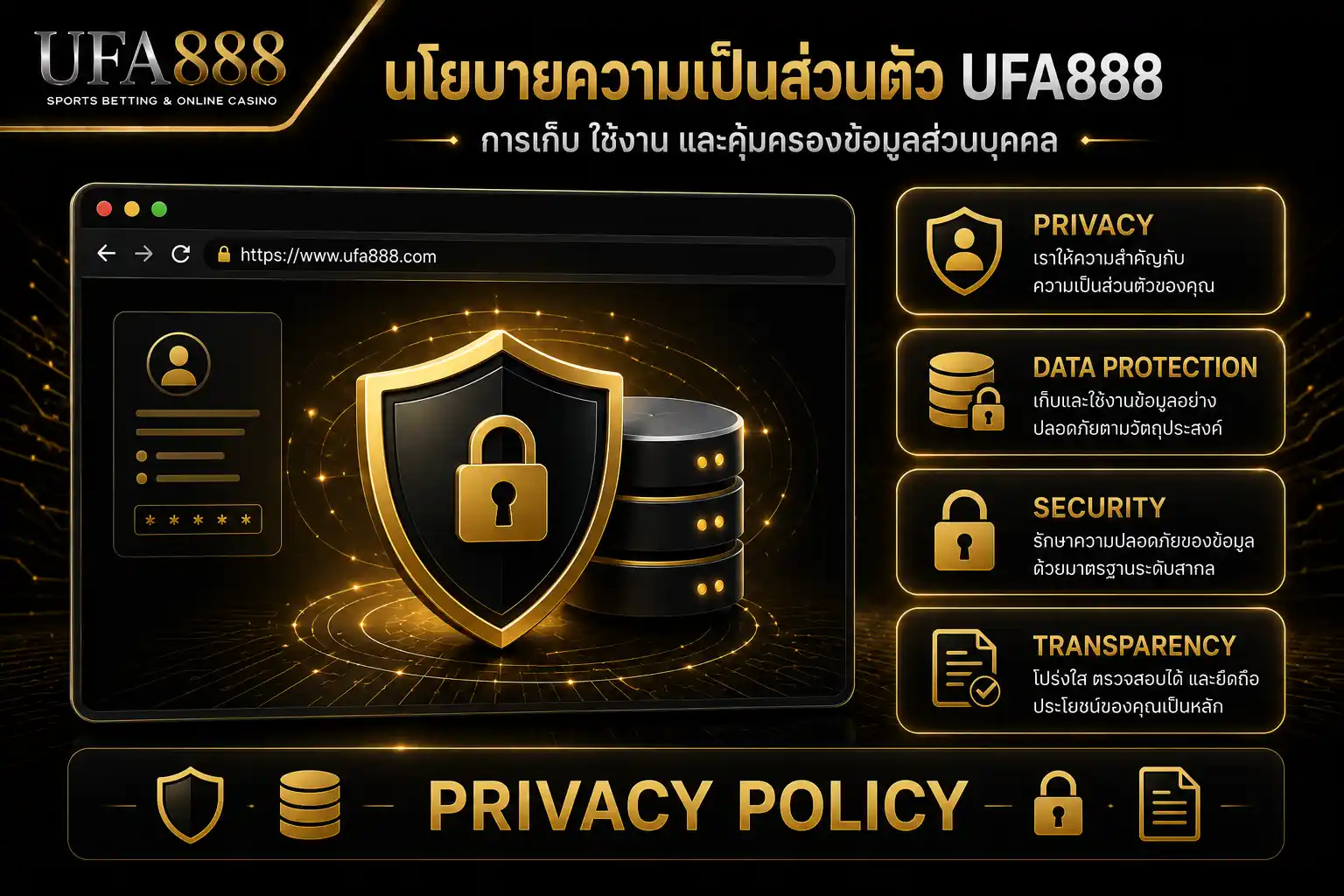 นโยบายความเป็นส่วนตัว UFA888 การเก็บ ใช้งาน และคุ้มครองข้อมูลส่วนบุคคล